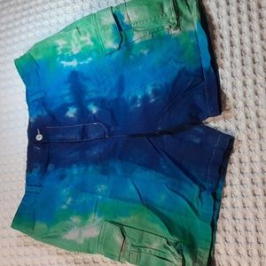 Tie dyed cargo shorts, IZOD, size 38